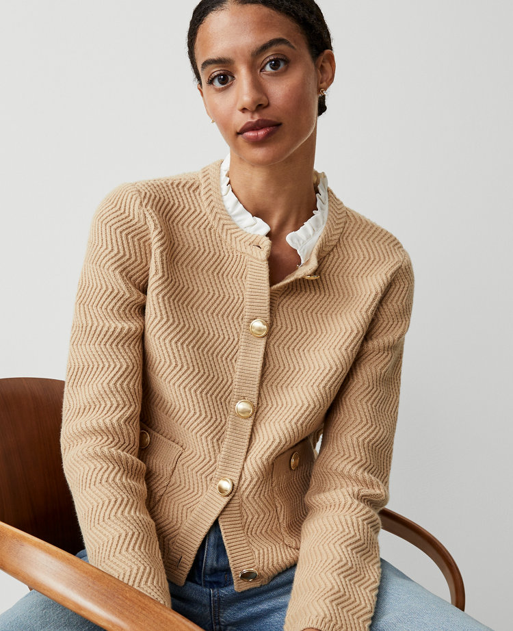 Woven Ruffle Neck Stitch Jacket