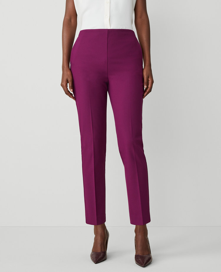 Ann Taylor The Tall High Rise Zip Ankle Pant Bi-Stretch Plum Burst Women's