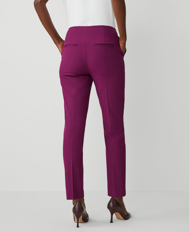 Ann Taylor The Tall High Rise Zip Ankle Pant Bi-Stretch Plum Burst Women's