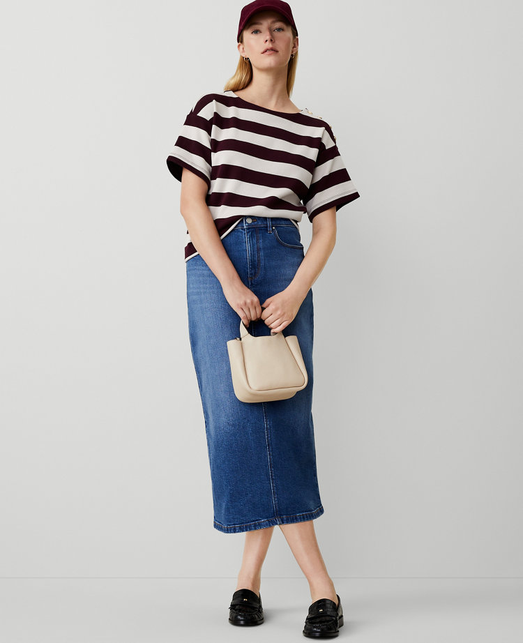 Ann Taylor AT Weekend High Rise Denim Column Skirt