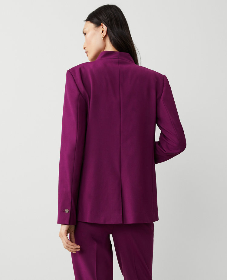 The Long Collarless Blazer in Bi-Stretch