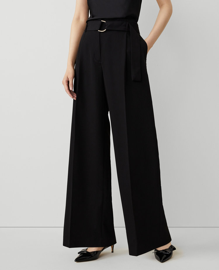 Ann Taylor The Petite Belted Single Pleated Wide Leg Pant Women's