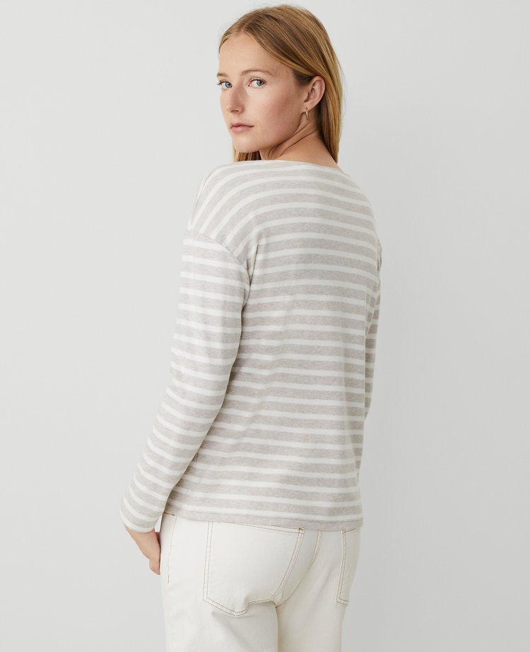 Petite Striped Drop Shoulder Tee