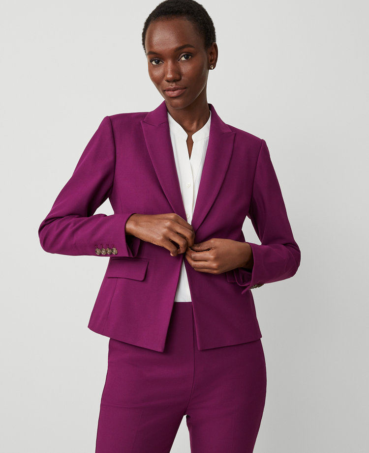 Ann Taylor The Shorter One Button Peak Lapel Blazer Bi-Stretch