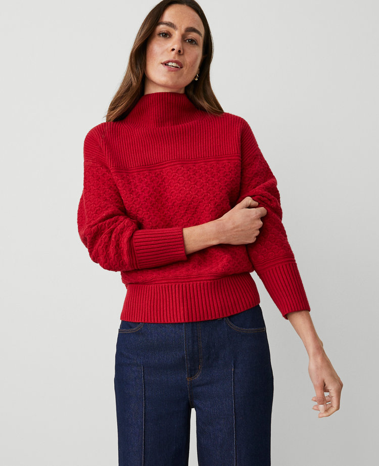 Mixed Stitch Drop Shoulder Sweater