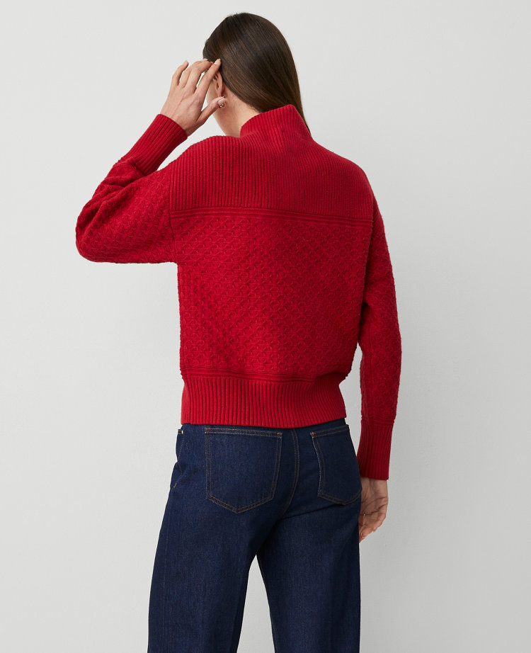 Mixed Stitch Drop Shoulder Sweater