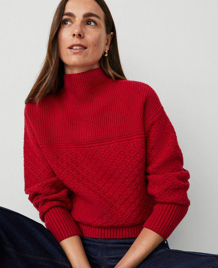 Mixed Stitch Drop Shoulder Sweater