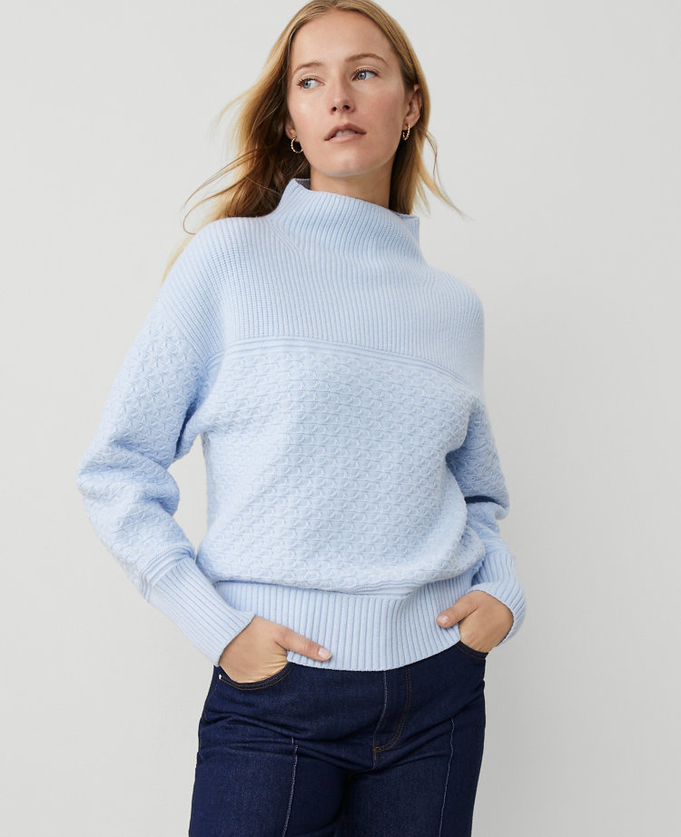 Mixed Stitch Drop Shoulder Sweater