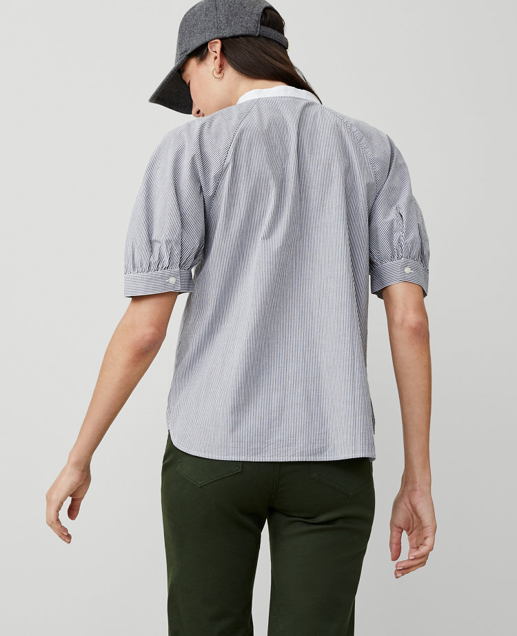 Petite Striped Cotton Blend Popover - image 2