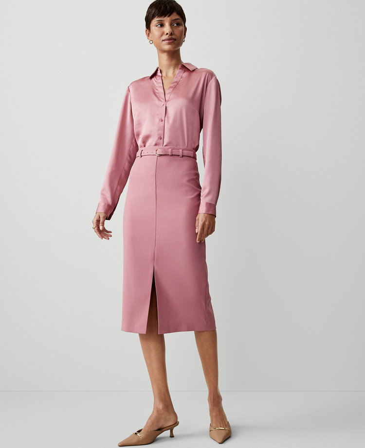 The Petite Long Pencil Skirt in Textured Drape carousel Product Image 1