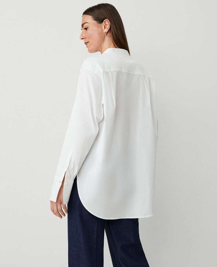 Oversized Stand Collar Button Down Shirt