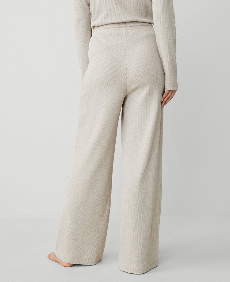 2piece Waffle Long Sleeve Crop Top & Wide Leg Pant Set main image 1