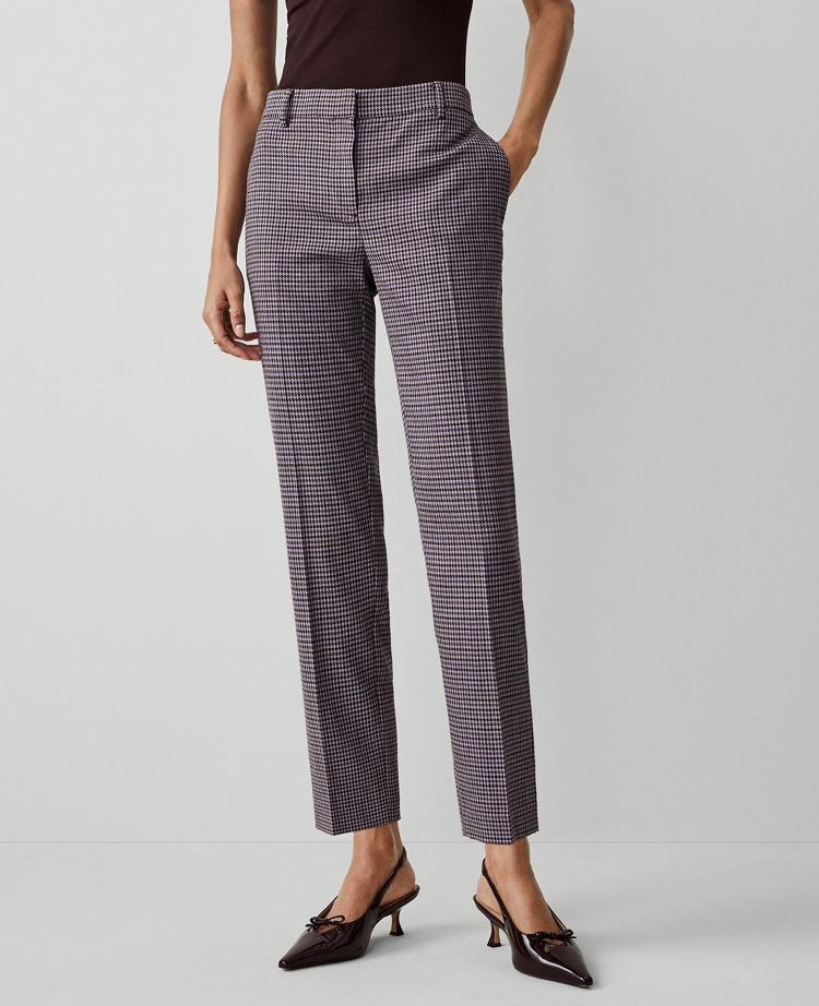 Ann Taylor The Petite Mid Rise Eva Ankle Pant Houndstooth