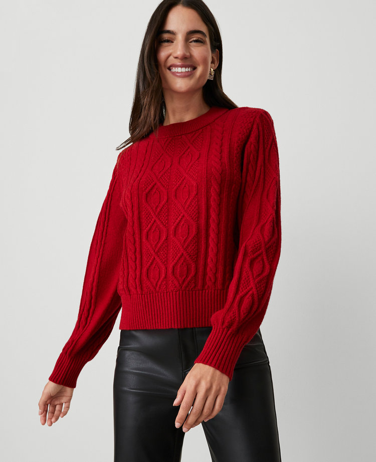 Puff Sleeve Cable Sweater