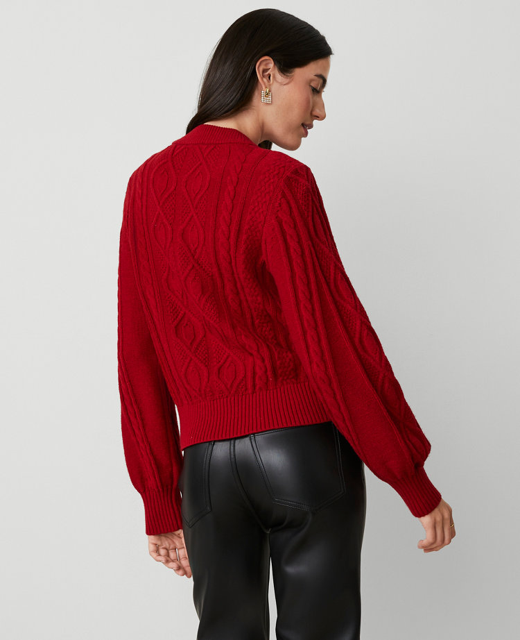 Puff Sleeve Cable Sweater