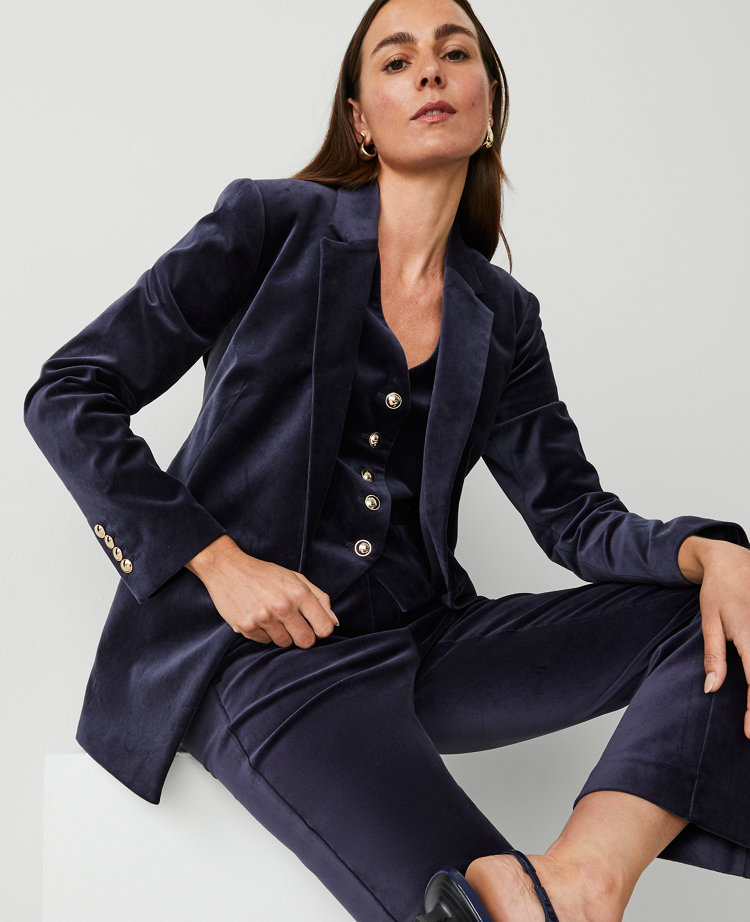 Velvet Tailored Double Breasted Blazer