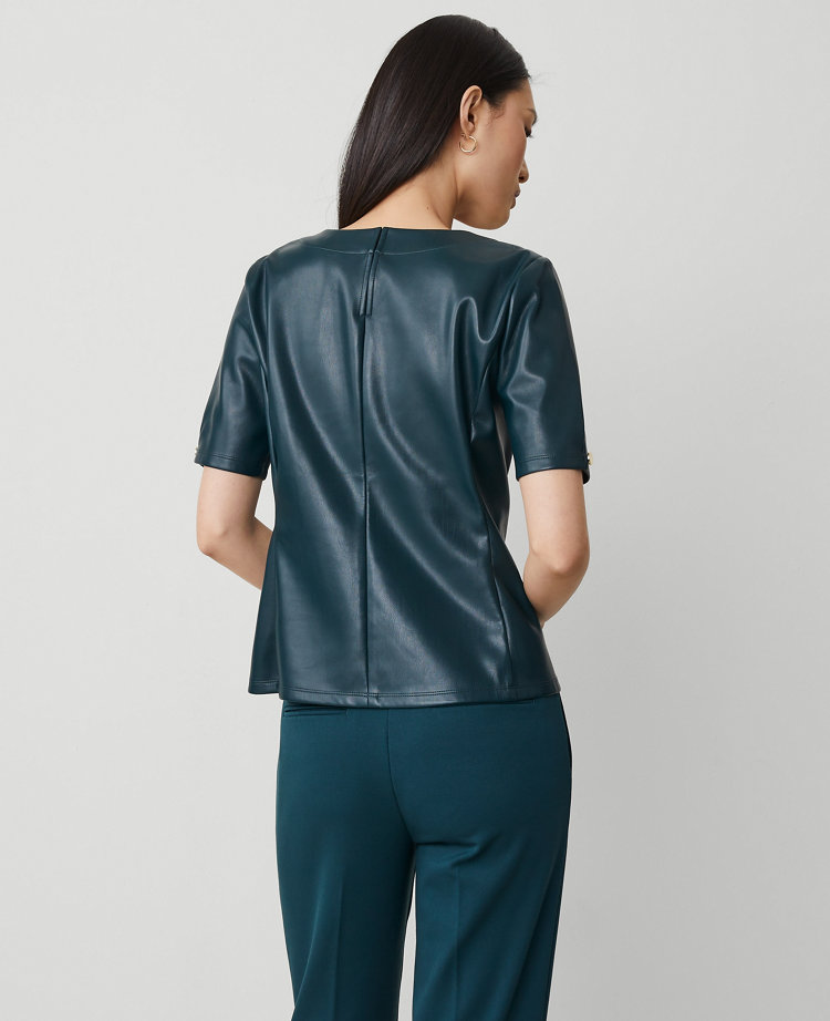 Faux Leather Peplum Top