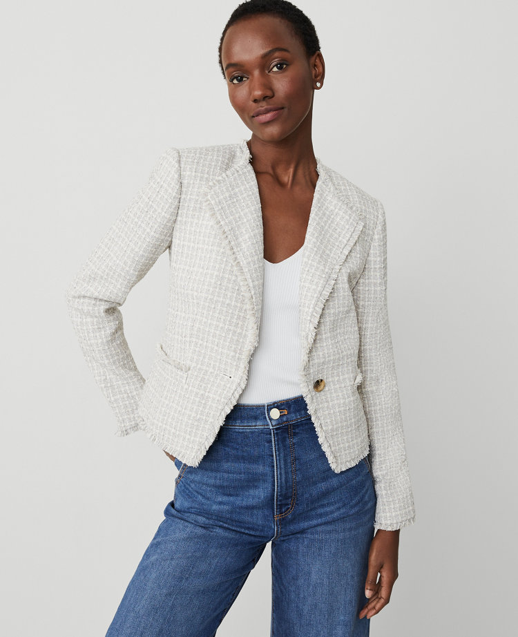 Tweed Drape Collar Jacket