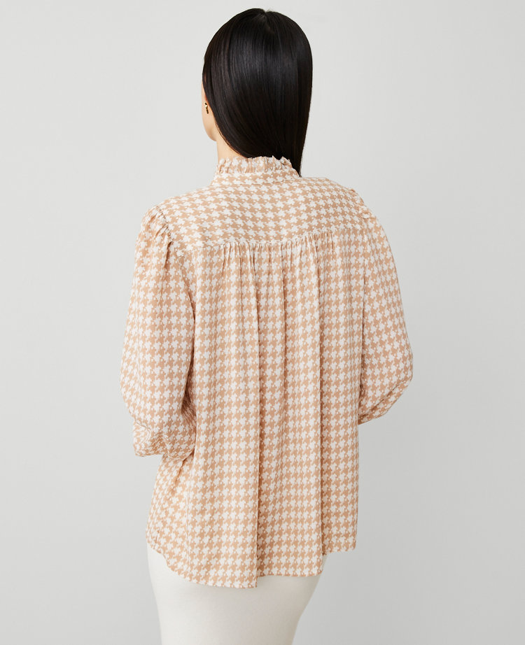 Houndstooth Tweed Ruffle Popover