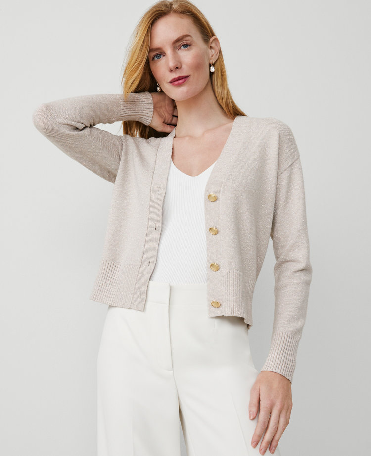 Lurex Wedge V-Neck Cardigan