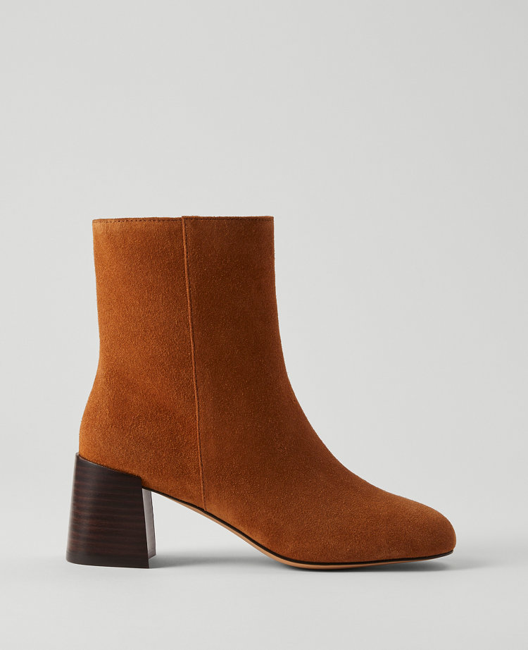 Flare Heel Suede Bootie