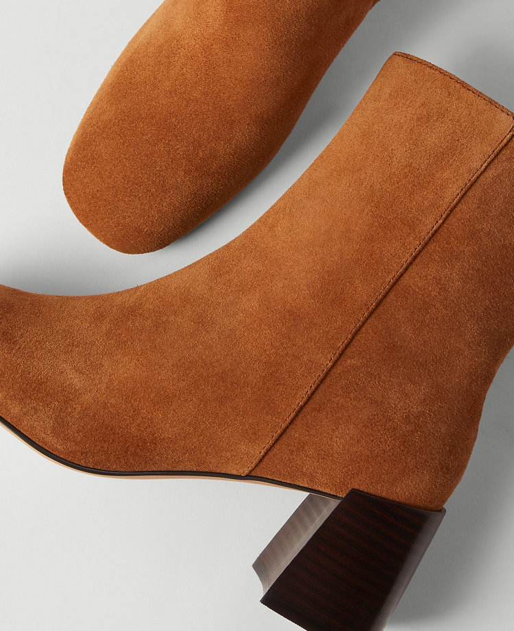 Flare Heel Suede Bootie