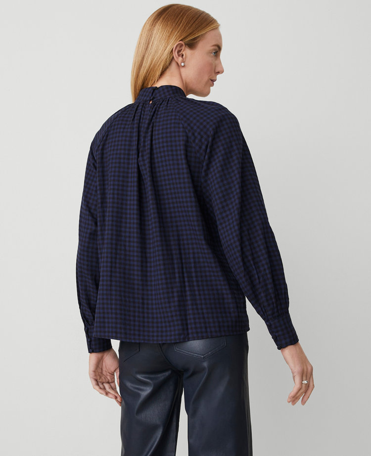 Shirred Mock Neck Popover