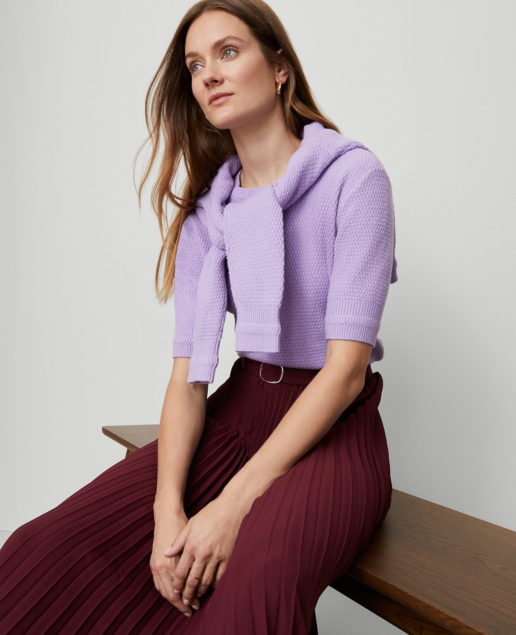 Belted Pleated Midi Skirt