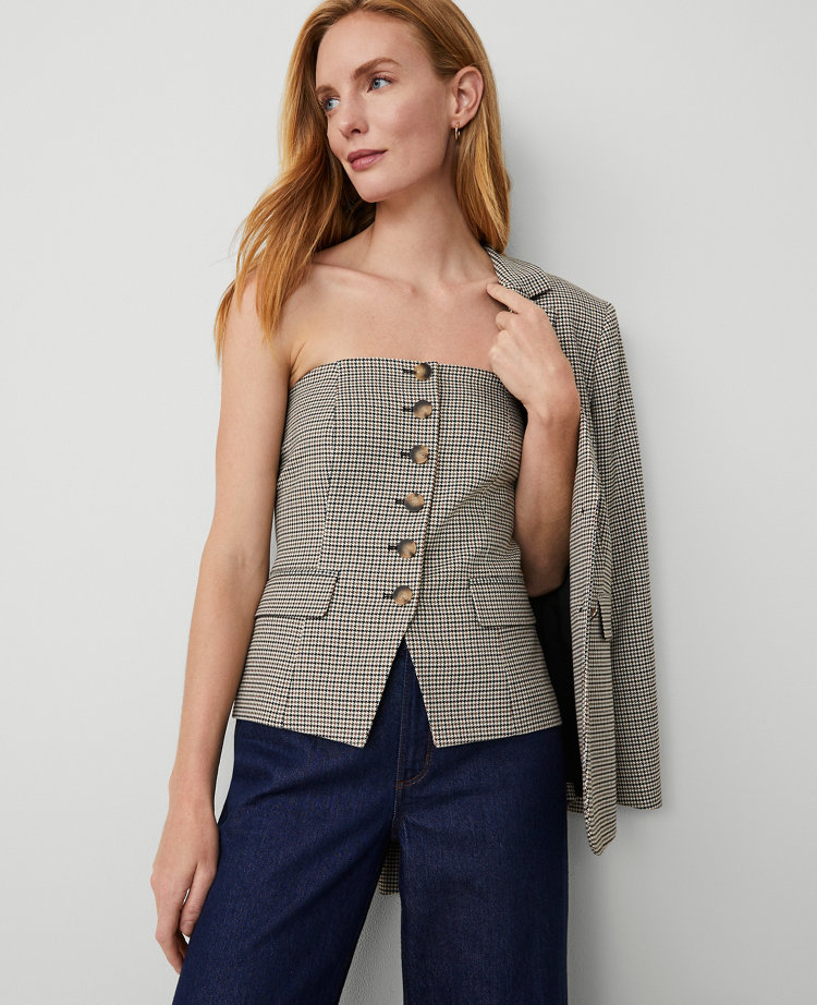 Petite Houndstooth Strapless Vest