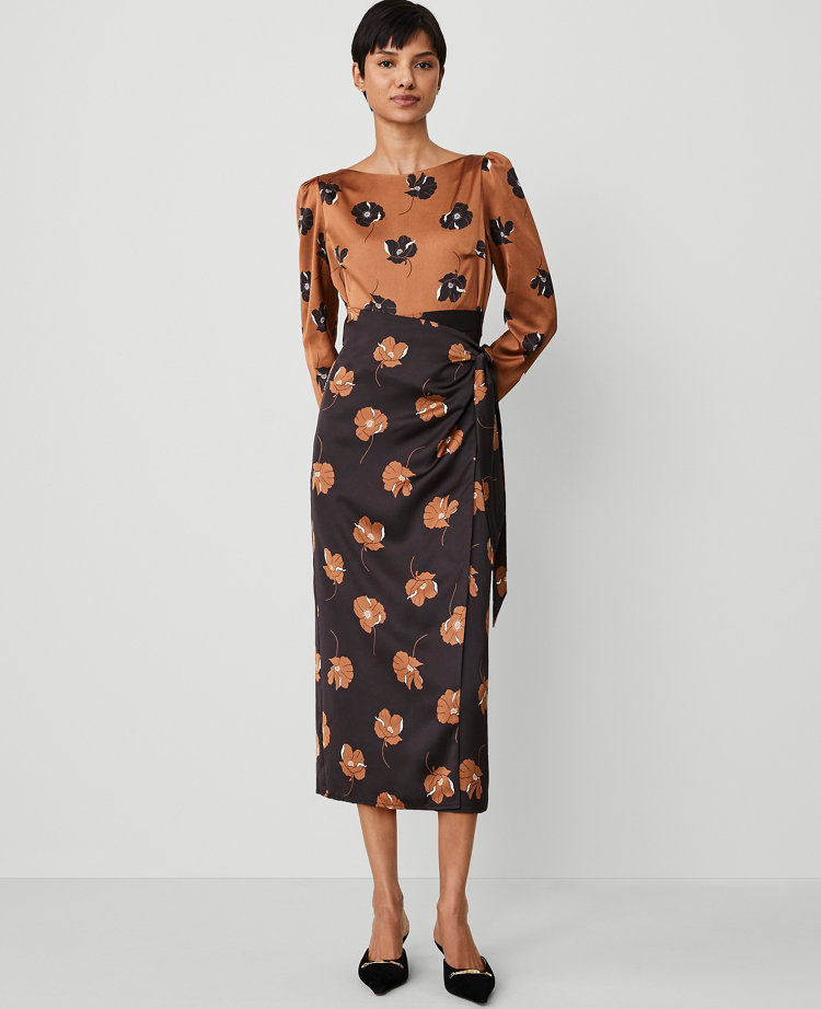 Petite Floral Boatneck Column Midi Dress carousel Product Image 2