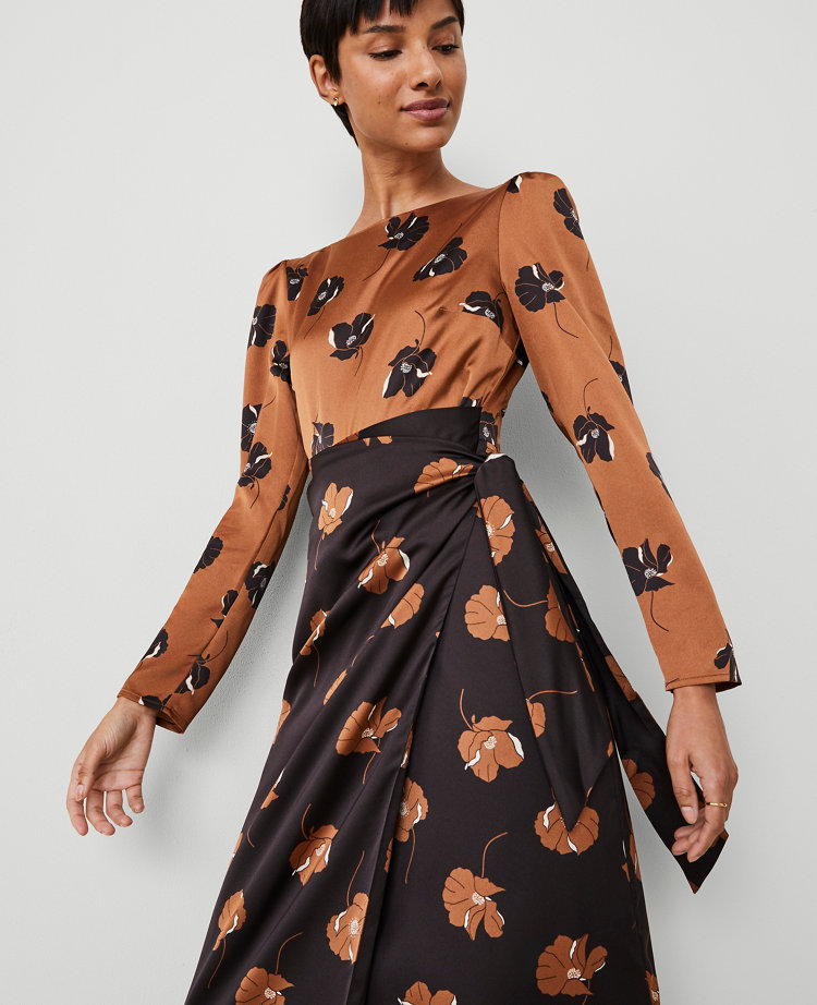 Petite Floral Boatneck Column Midi Dress carousel Product Image 1