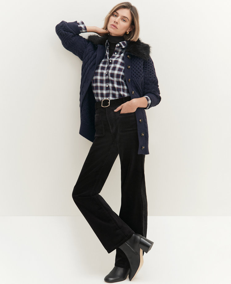 Weekend Collection Stretch Velvet Patch Pocket Pant