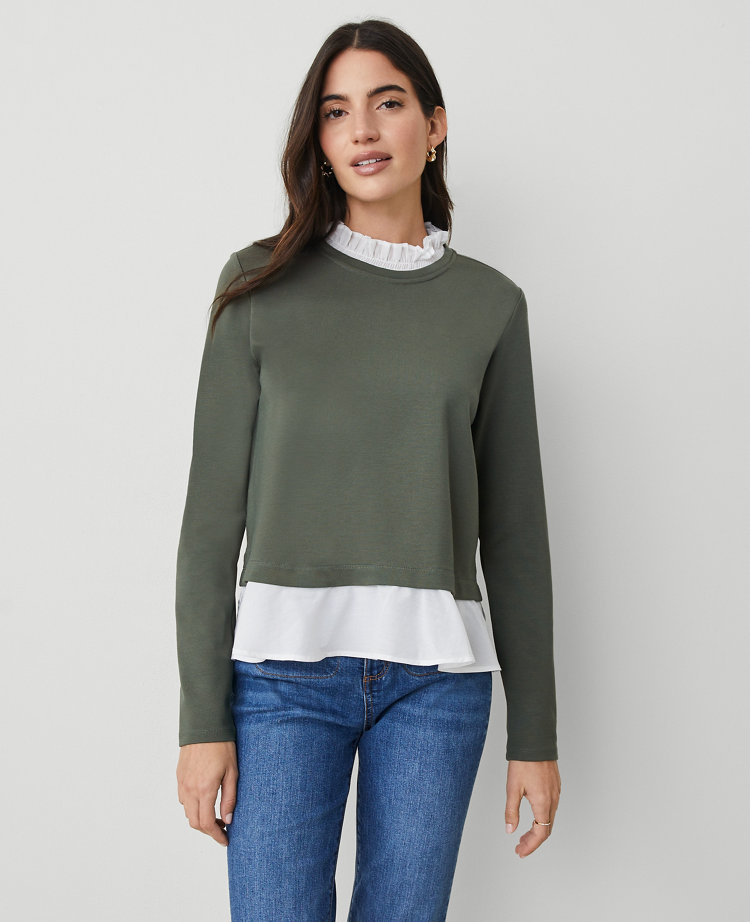 Ponte Mixed-Media Top