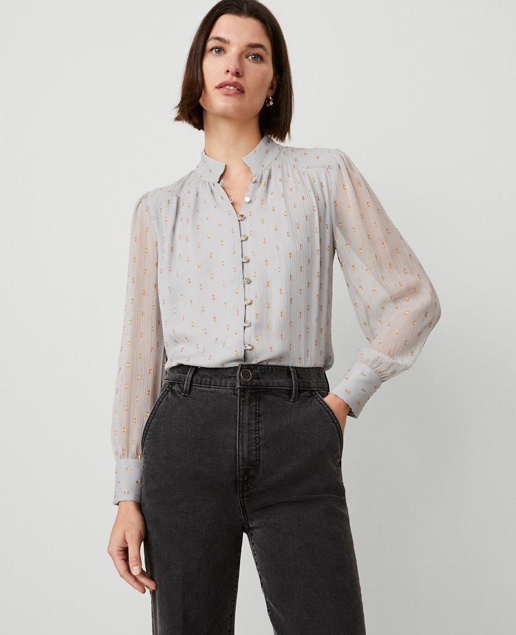 Metallic Clip Multi Button Shirt