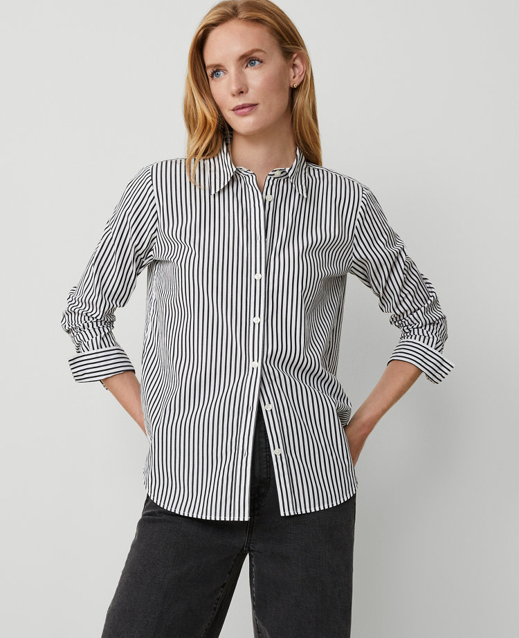 Ann Taylor Stripe Relaxed Perfect Shirt