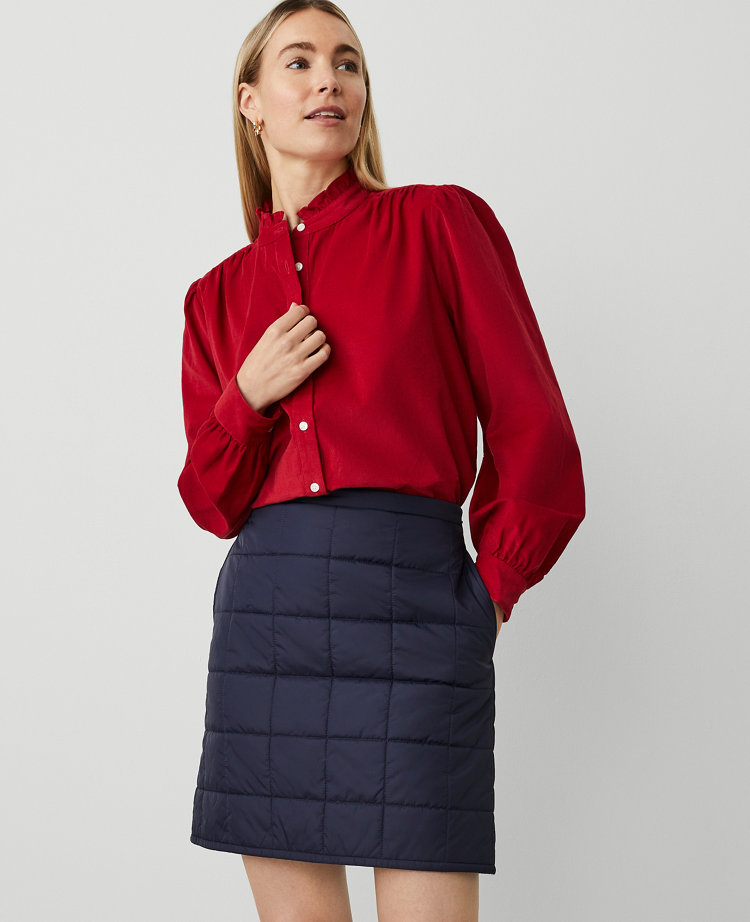 Weekend Collection Corduroy Ruffle Neck Shirt