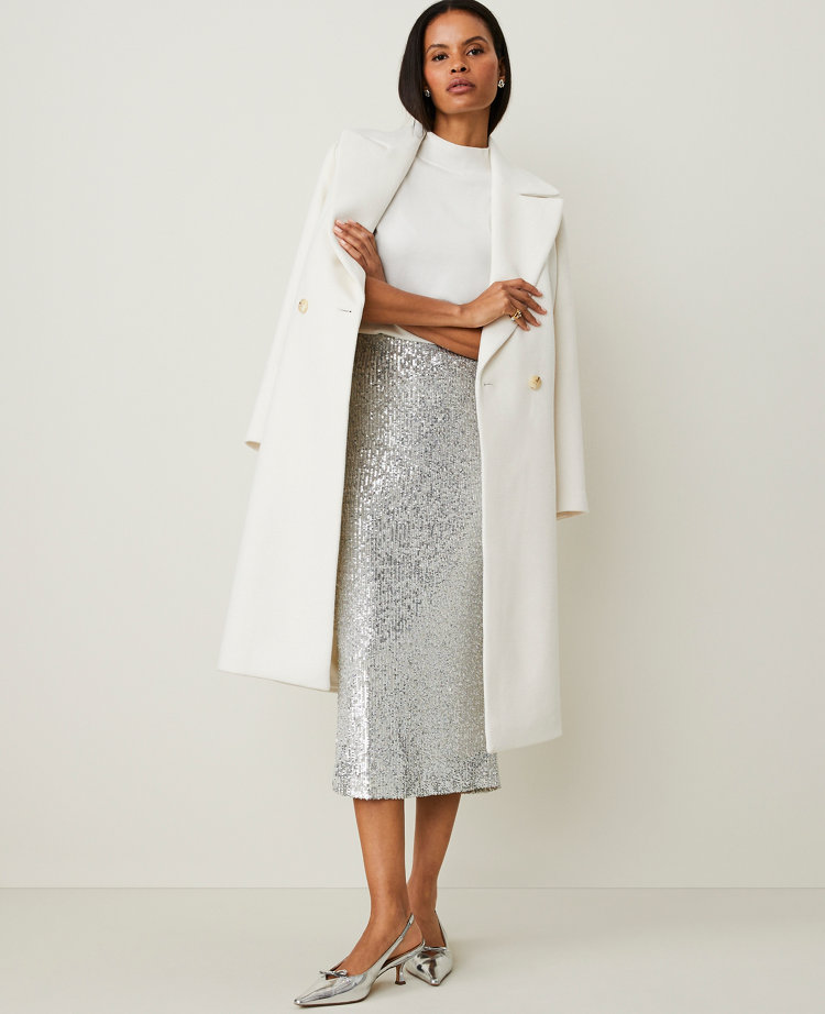 Sequin Column Midi Skirt