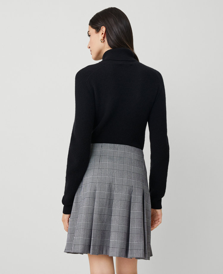 Houndstooth Pleated Wrap Skirt