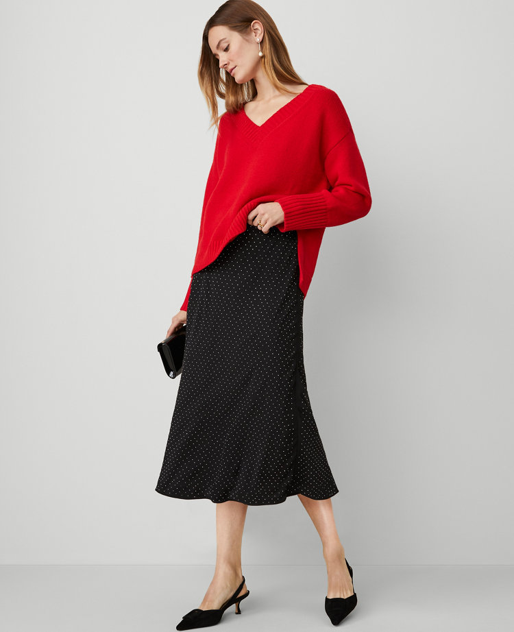 Embellished Bias Midi Slip Skirt