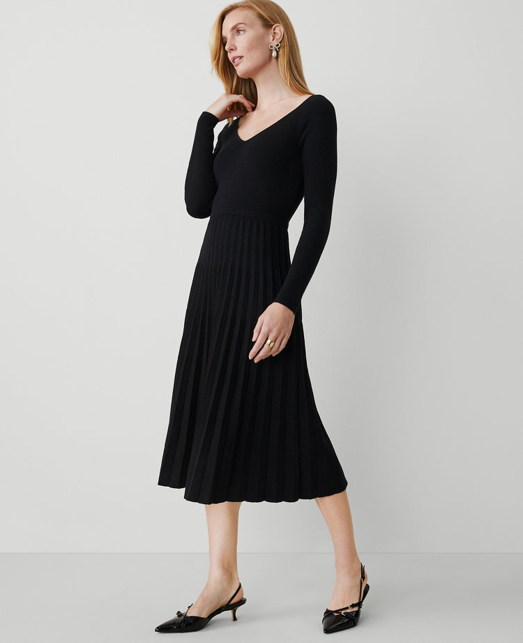 v-neck sweater dress