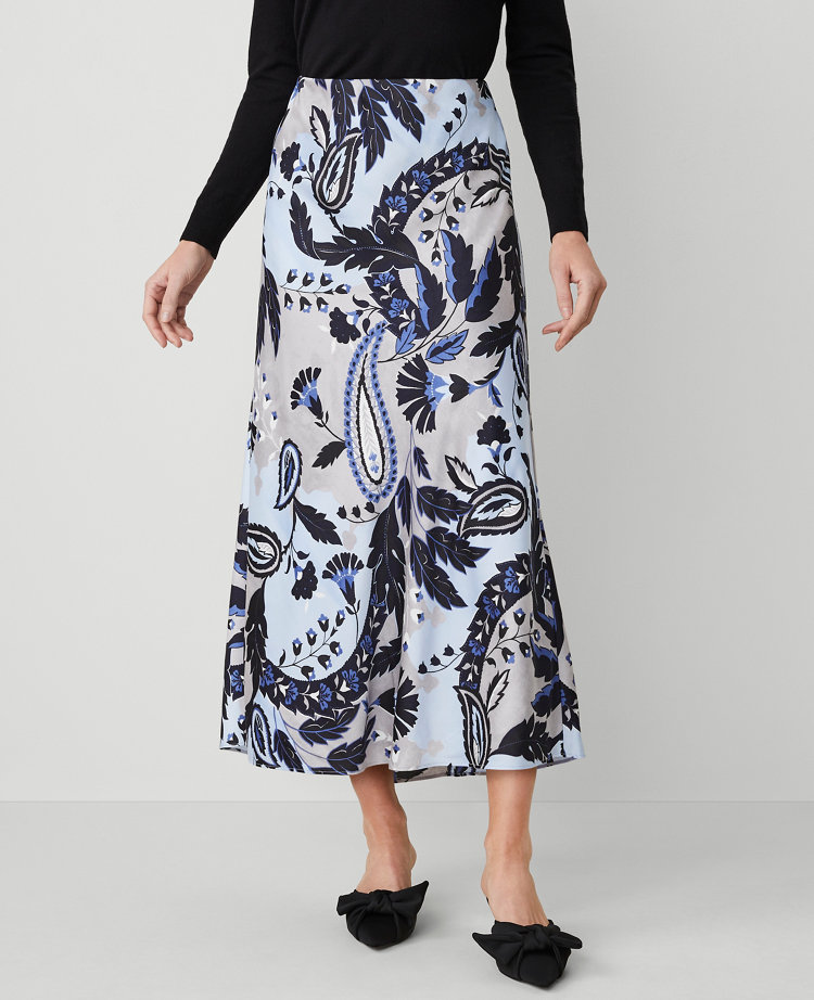 Paisley Bias Midi Slip Skirt