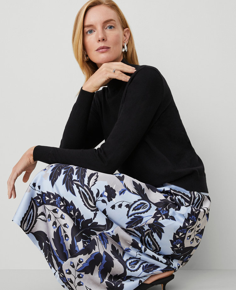 Paisley Bias Midi Slip Skirt