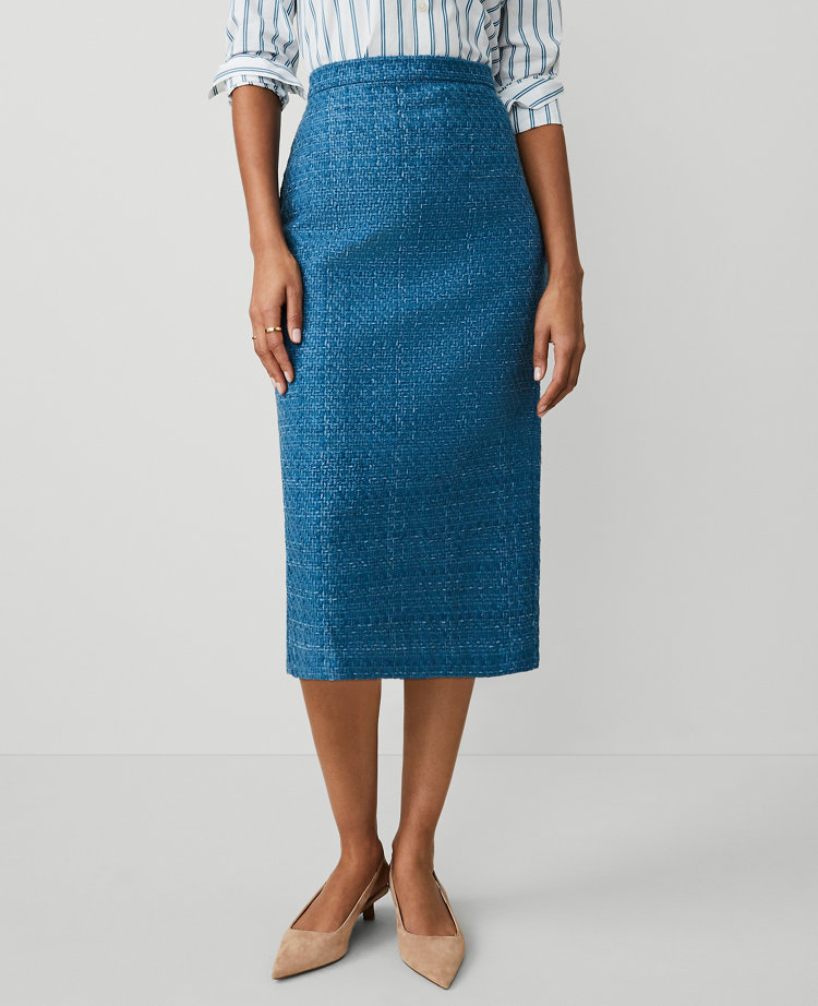 Tweed Midi Column Skirt