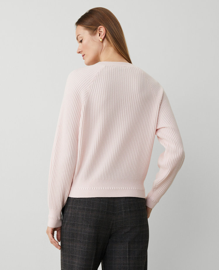 Ribbed Button Raglan Sweater