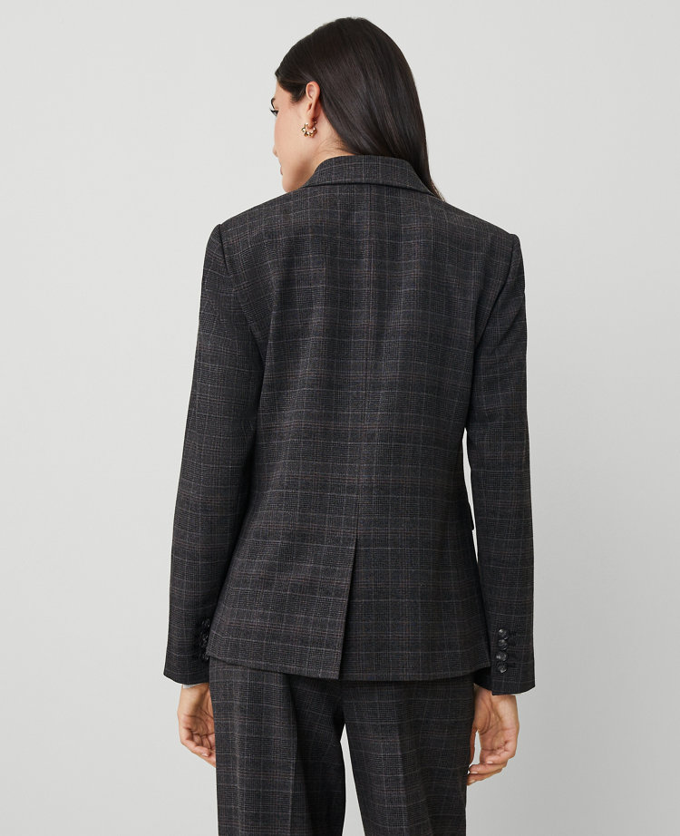 The Notched One-Button Blazer in Plaid