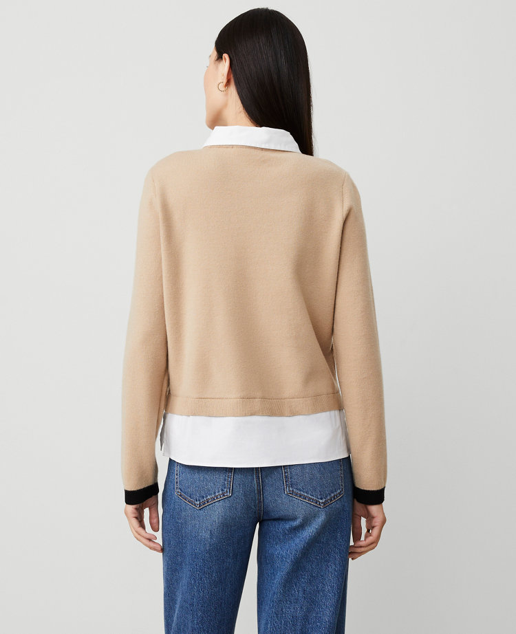 Collared Mixed Media Sweater