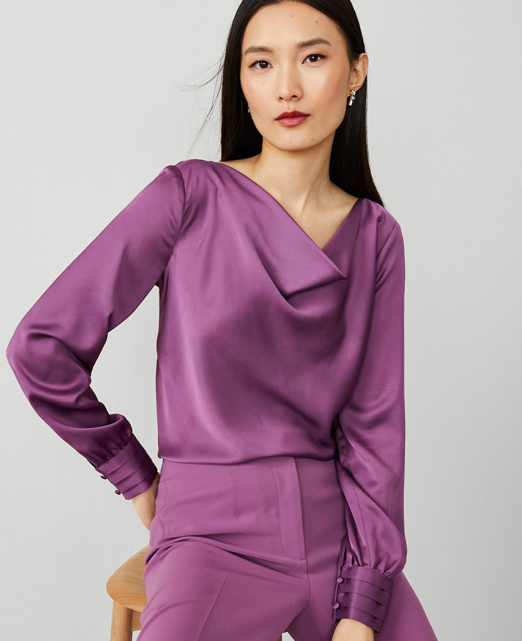 Satin Cowl Neck Blouse