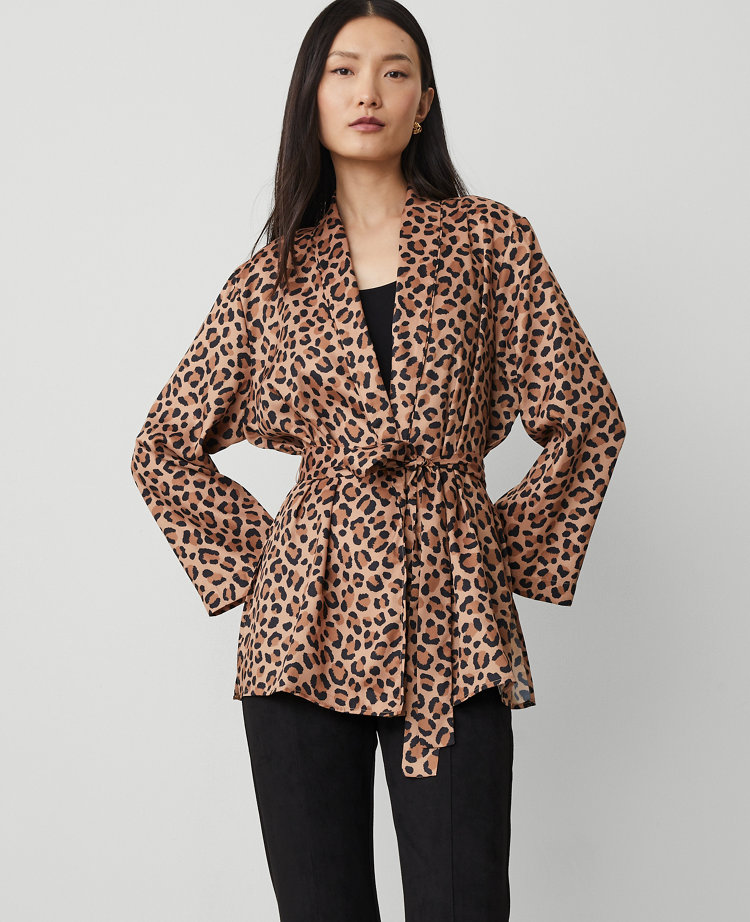 Animal Print Belted Kimono