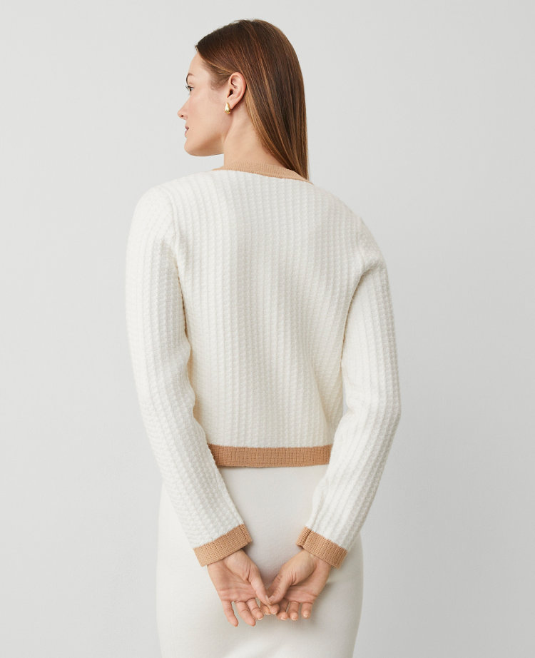 Textured-Stitch Sweater Jacket
