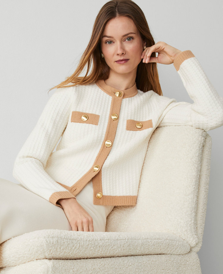 Textured-Stitch Sweater Jacket carousel Product Image 1